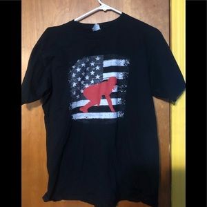 Black Football and American Flag T-Shirt